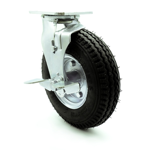8 Inch Black Pneumatic Wheel Swivel Caster with Brake